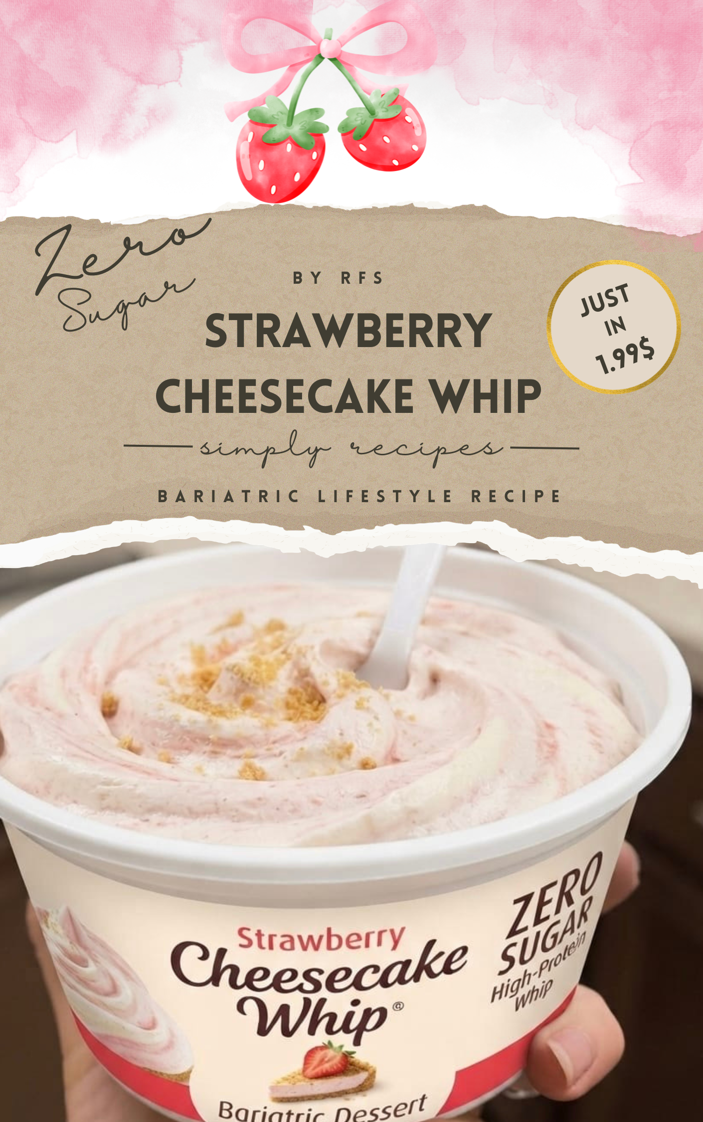 Strawberry Cheesecake Whip: High-Protein, Low-Carb Bariatric-Friendly Master Recipe